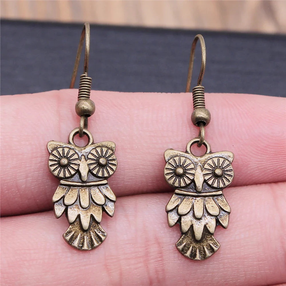 Pendientes Colgantes de Búho Vintage Bohemio