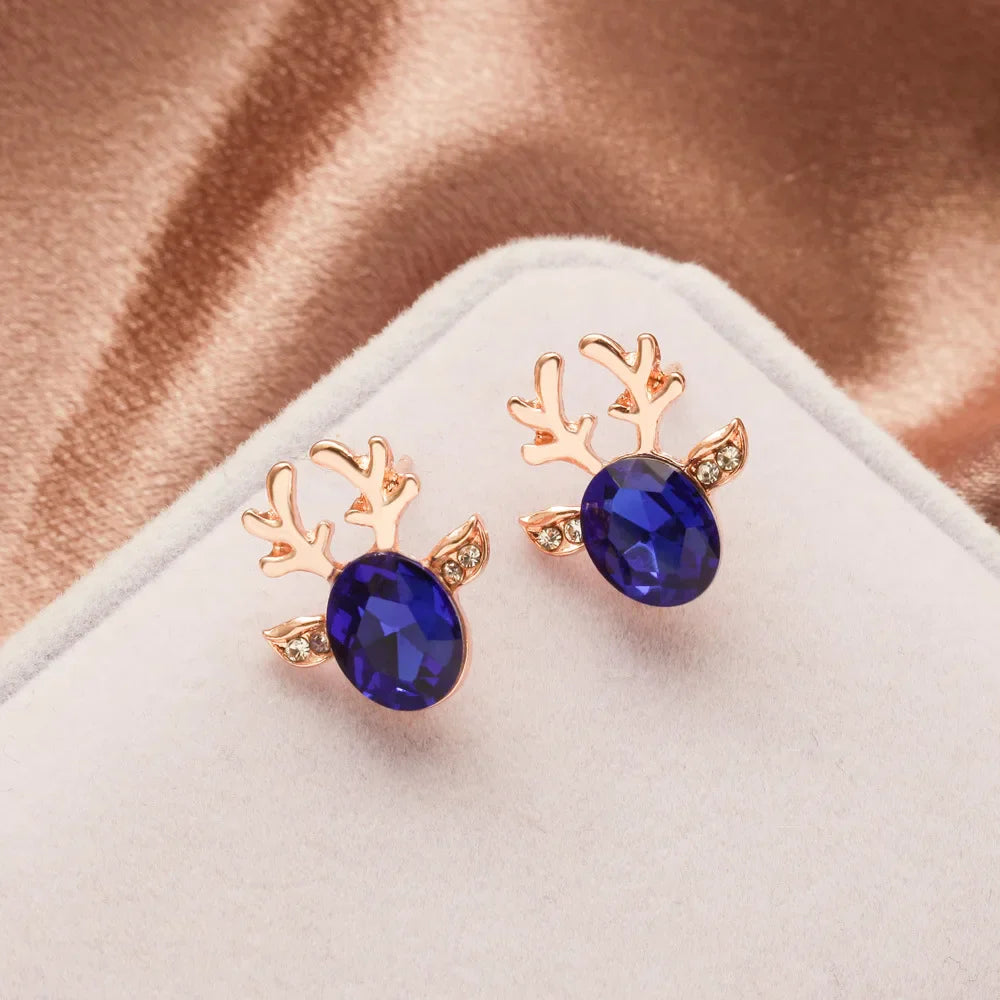 Pendientes de Cristal en Forma de Reno Festivo