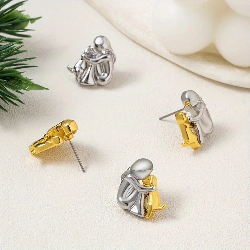 Pendientes de Aro en Plata y Oro Bicolor