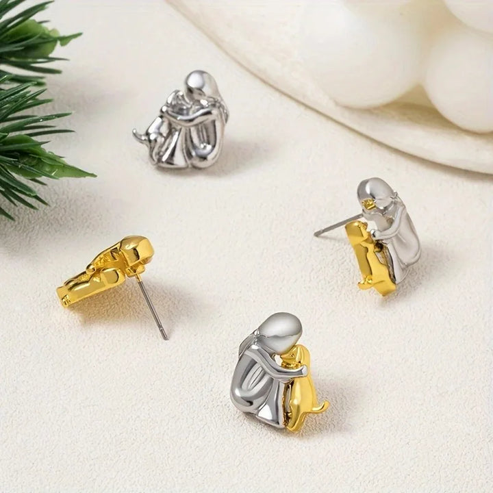 Pendientes de Aro en Plata y Oro Bicolor