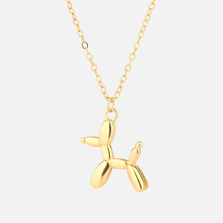 Collar con Colgante de Perro de Globo en Tonos Dorados