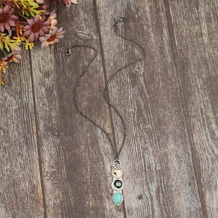 Collar de Barra de Sabiduría del Búho Turquesa