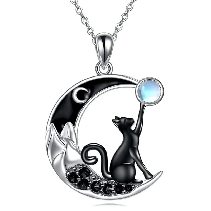 Collar de Péndulo de Cristal de Gato Negro