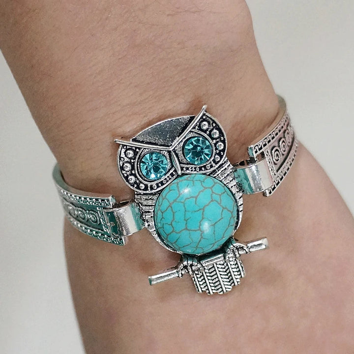 Pulsera de Encanto de Búho Vintage Turquesa