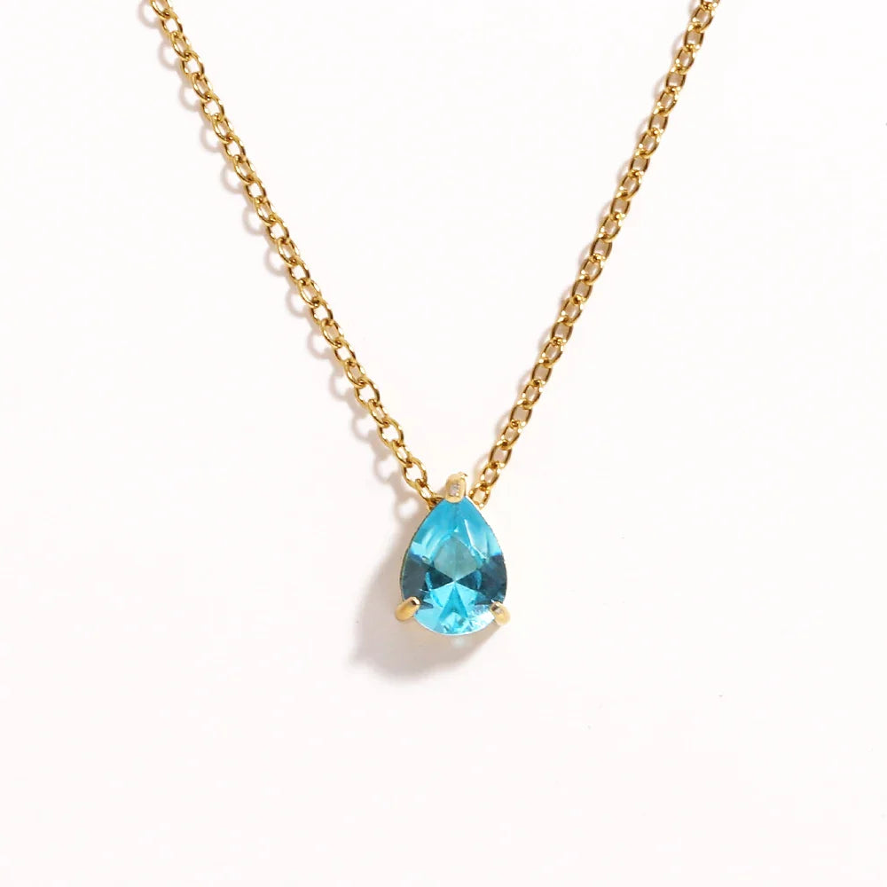Collar de Cristal en Forma de Gota con Piedra de Nacimiento