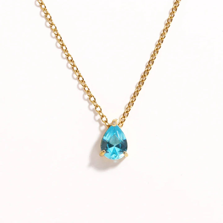 Collar de Cristal en Forma de Gota con Piedra de Nacimiento