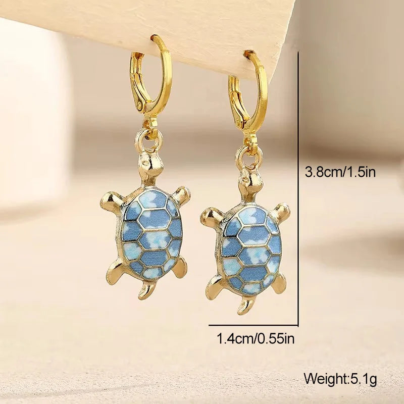 Pendientes Huggie de Tortuga Marina con Encanto Oceánico