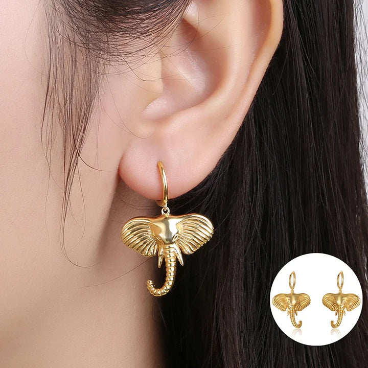 Pendientes de Aro con Encanto de Elefante