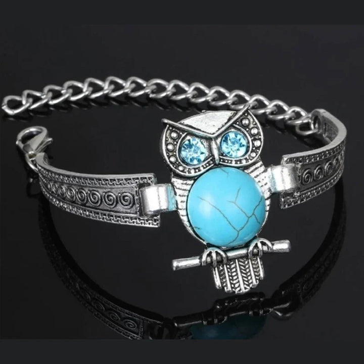 Pulsera de Encanto de Búho Vintage Turquesa