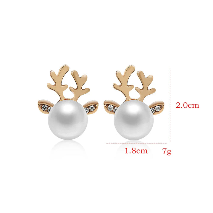 Pendientes de Perlas de Reno Navideños