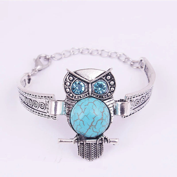 Pulsera de Encanto de Búho Vintage Turquesa