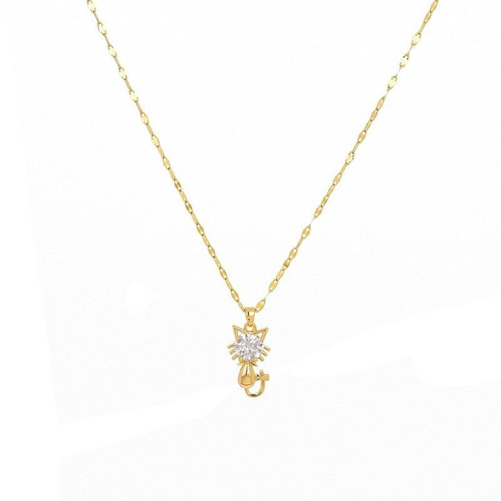 Collar de gato chapado en oro con zirconio