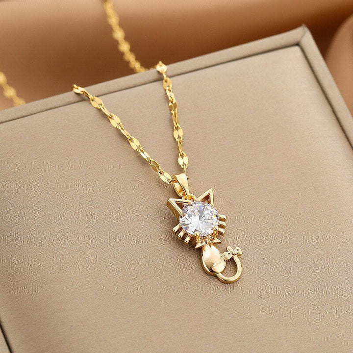 Collar de gato chapado en oro con zirconio