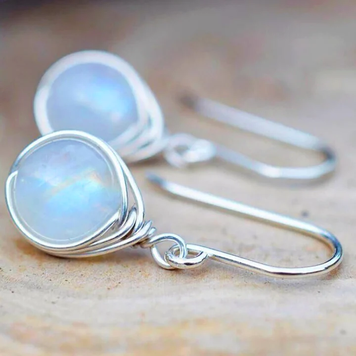 Pendientes Colgantes de Piedra Lunar Vintage