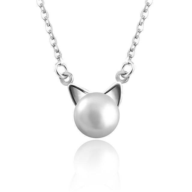 Hermosa Collar de Gato de Perlas con Pendientes + Anillo de Regalo